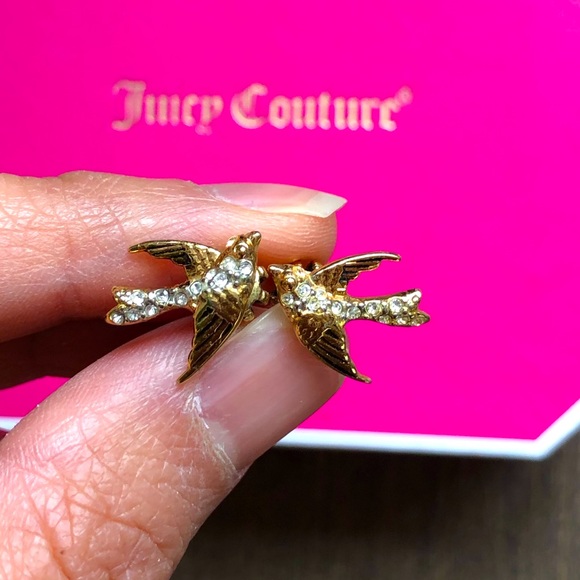 Juicy Couture Gold Pave Crystal Bird Stud Earrings - Picture 2 of 3
